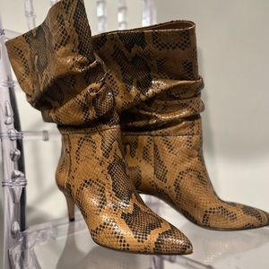 Paris Texas Python-Embossed Slouchy Mid Boots